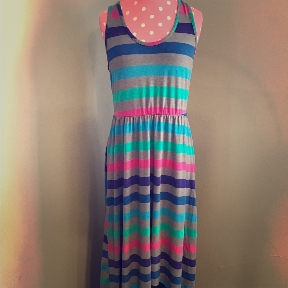 Striped high low maxi dress